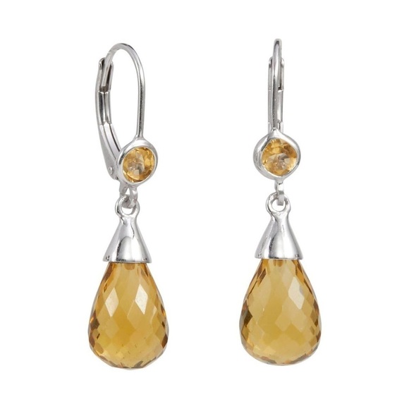 Savvy Cie Jewelry - Savvy Cie Jewels Womens Amber Quartz Sterling Silver Conic Teardrop Earrings New